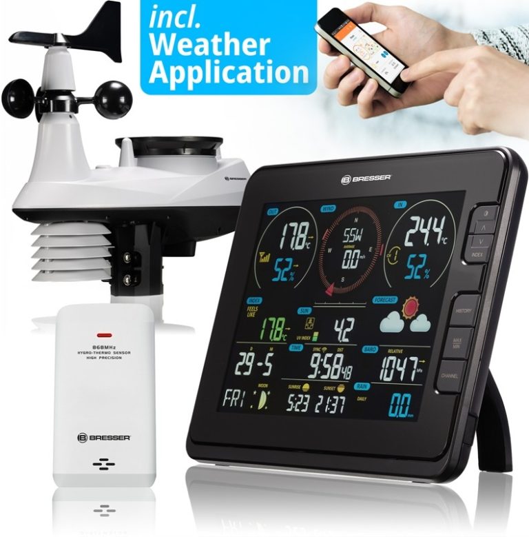 Bresser Μετεωρολογικός Σταθμός WiFi Weather Center με 7 Αισθητήρες και Ανεμιστήρα στον Κλωβό