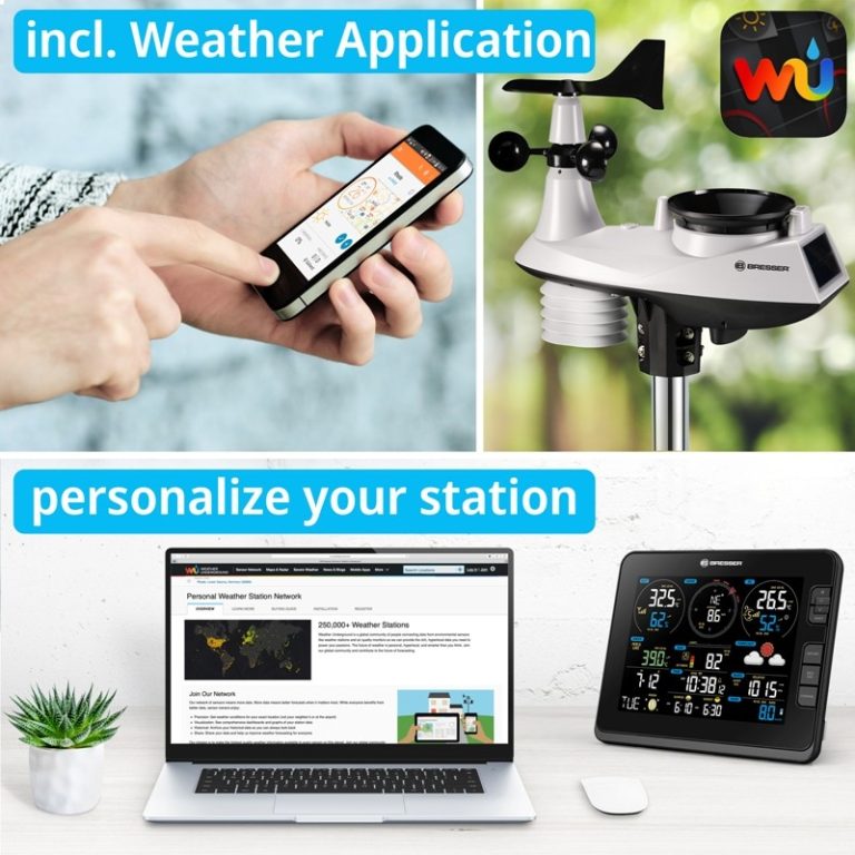 Bresser Μετεωρολογικός Σταθμός WiFi Weather Center με 7 Αισθητήρες και Ανεμιστήρα στον Κλωβό