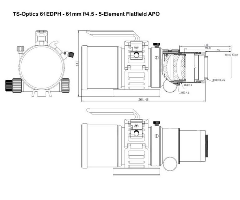 TS-Optics 61EDPH ΙΙ Αποχρωματικό Τηλεσκόπιο AP 61/274