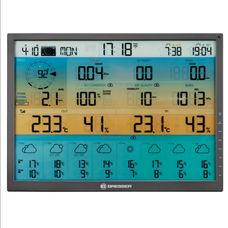 Bresser Μετεωρολογικός Σταθμός WiFi 4CAST XL με 7 Αισθητήρες 8-ήμερη Πρόγνωση και Ηλιακό Πάνελ