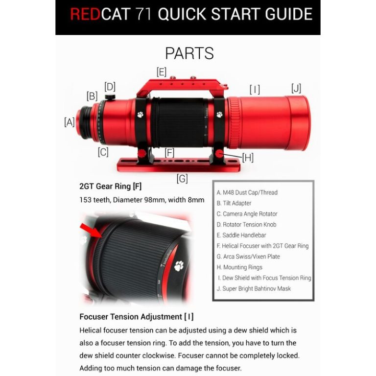 William Optics Τηλεσκόπιο (ΟΤΑ) Διοπτρικό Αποχρωματικό AP 71/350 RedCat 71