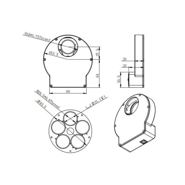 Τροχός Φίλτρων Ηλεκτρικός ZWO 5x1.25’’ ή 5x31mm