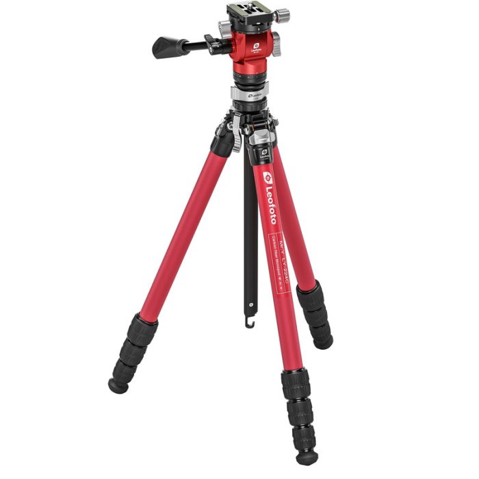 Leofoto Τρίποδο Carbon LY-224C MR.Y + Κεφαλή Βίντεο BV-OR + Leveling Base LB-38 (Κόκκινο) - Image 1