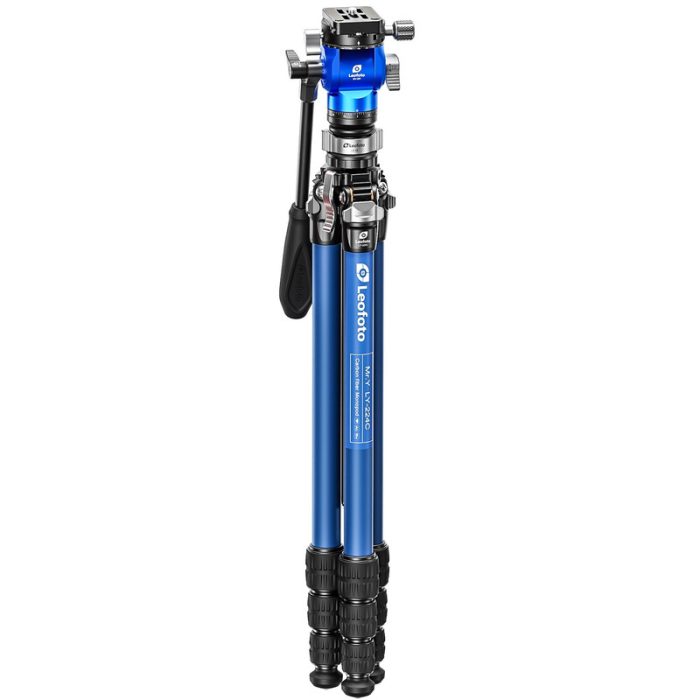 Leofoto Τρίποδο Carbon LY-224C MR.Y + Κεφαλή Βίντεο BV-OR + Leveling Base LB-38 (Μπλε) - Image 3